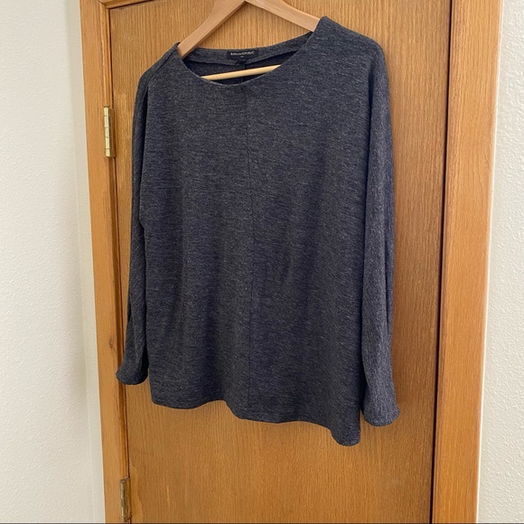 BANANA REPUBLIC • Charcoal Gray Long Sleeve Top with Sleeve Detail - Size S - Picture 8 of 11